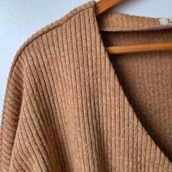 EUC LIBERTY LOVE RIBBED V NECK BUTTONED TIE FRONT SOFT SWEATER TOP SIZE LARGE - Picture 6 of 11